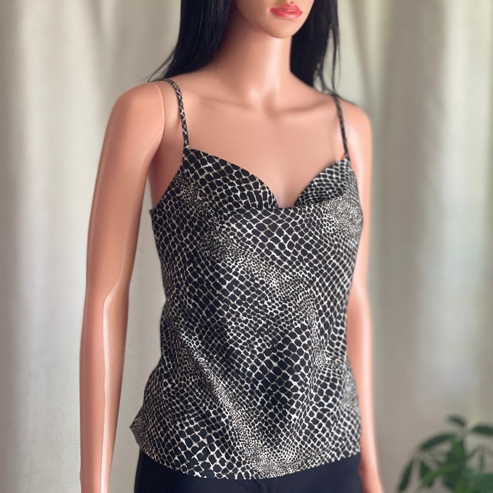 Banana Republic Snakeskin Cowl Neck Camisole Black Tan Mob Wife Indie Sleaze XS
